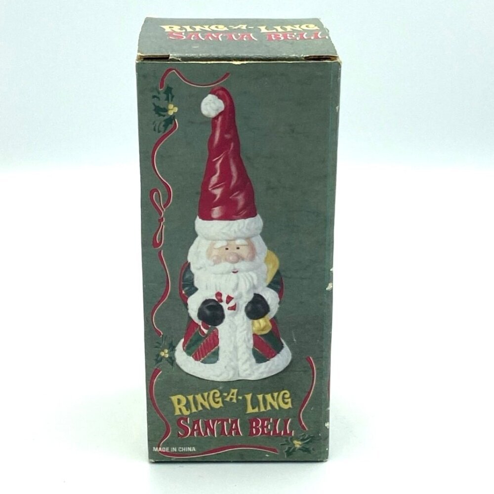 Vtg Ring A Ling‎ Santa Bell Ceramic 5" H Christmas Holiday Retro
